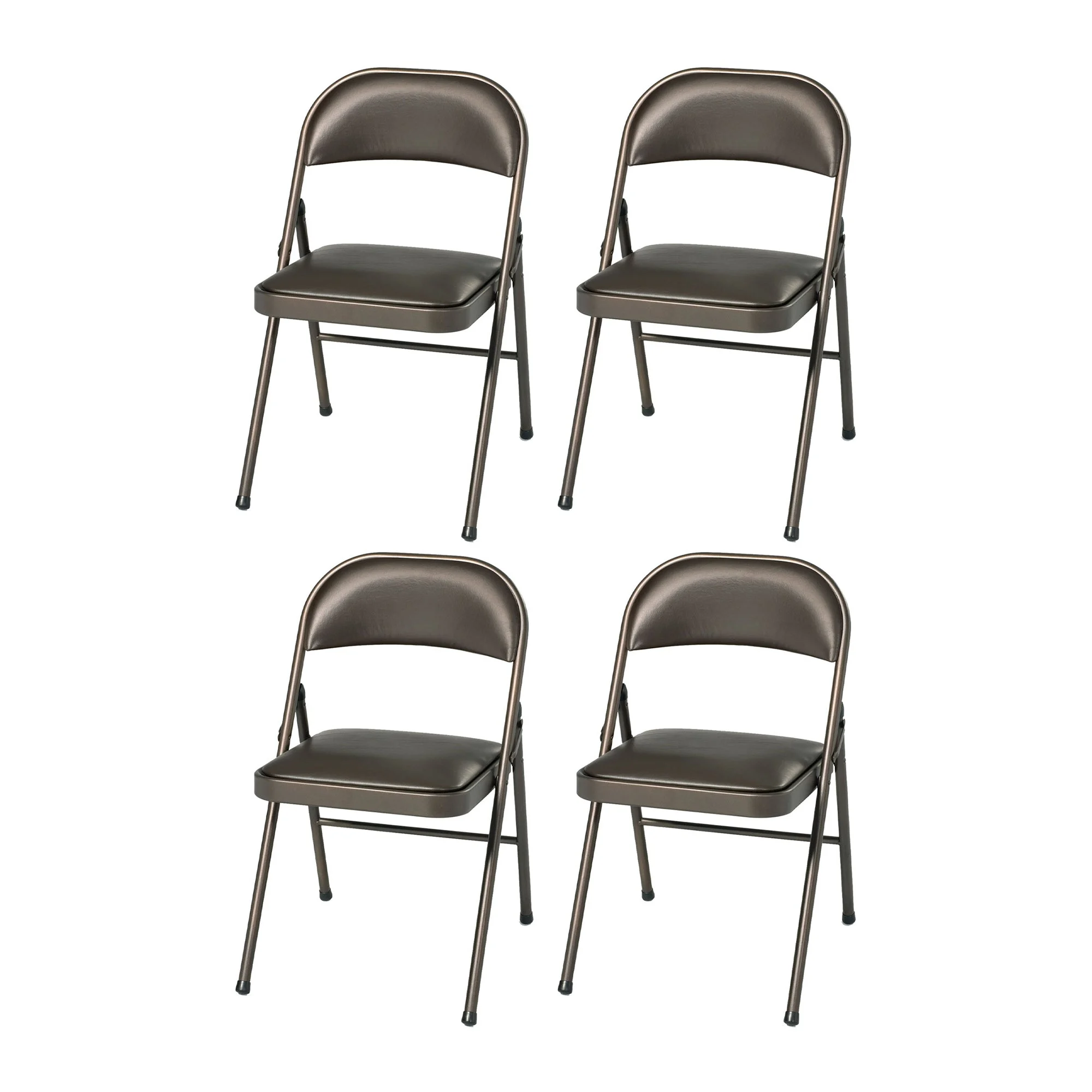 MECO Sudden Comfort Deluxe Cinnabar Vinyl Seat Padded Folding Chair, (Set of 4)