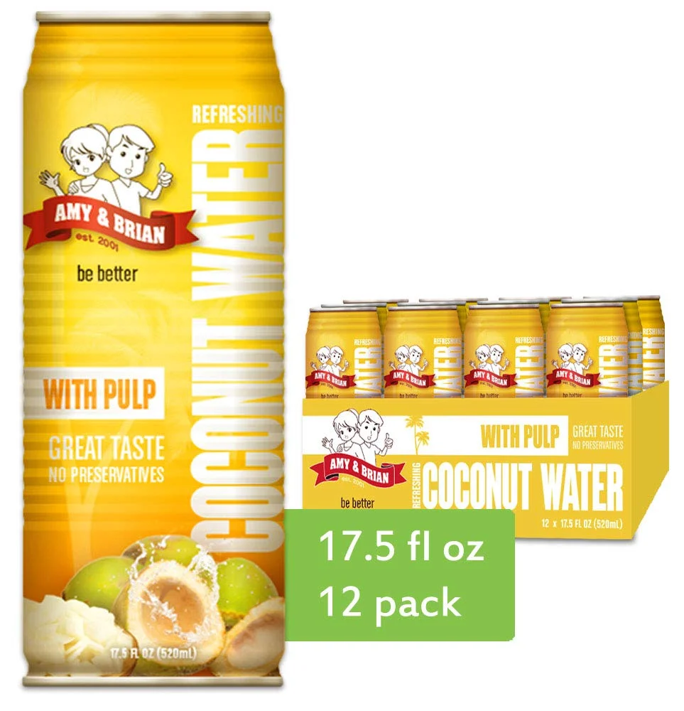 Amy & Brian Pure Coconut Water with Pulp, Non-GMO, No Sugar Added