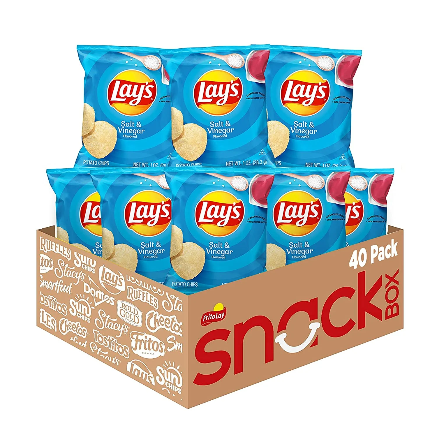 Lay’s Salt & Vinegar Flavored Potato Chips, 1 Ounce (Pack of 40)