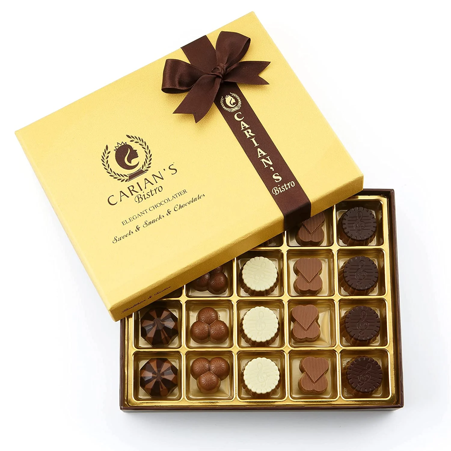 Carian’s Bistro Elegant Chocolatier Specialty Assorted Chocolates w/ Gold Gift Box