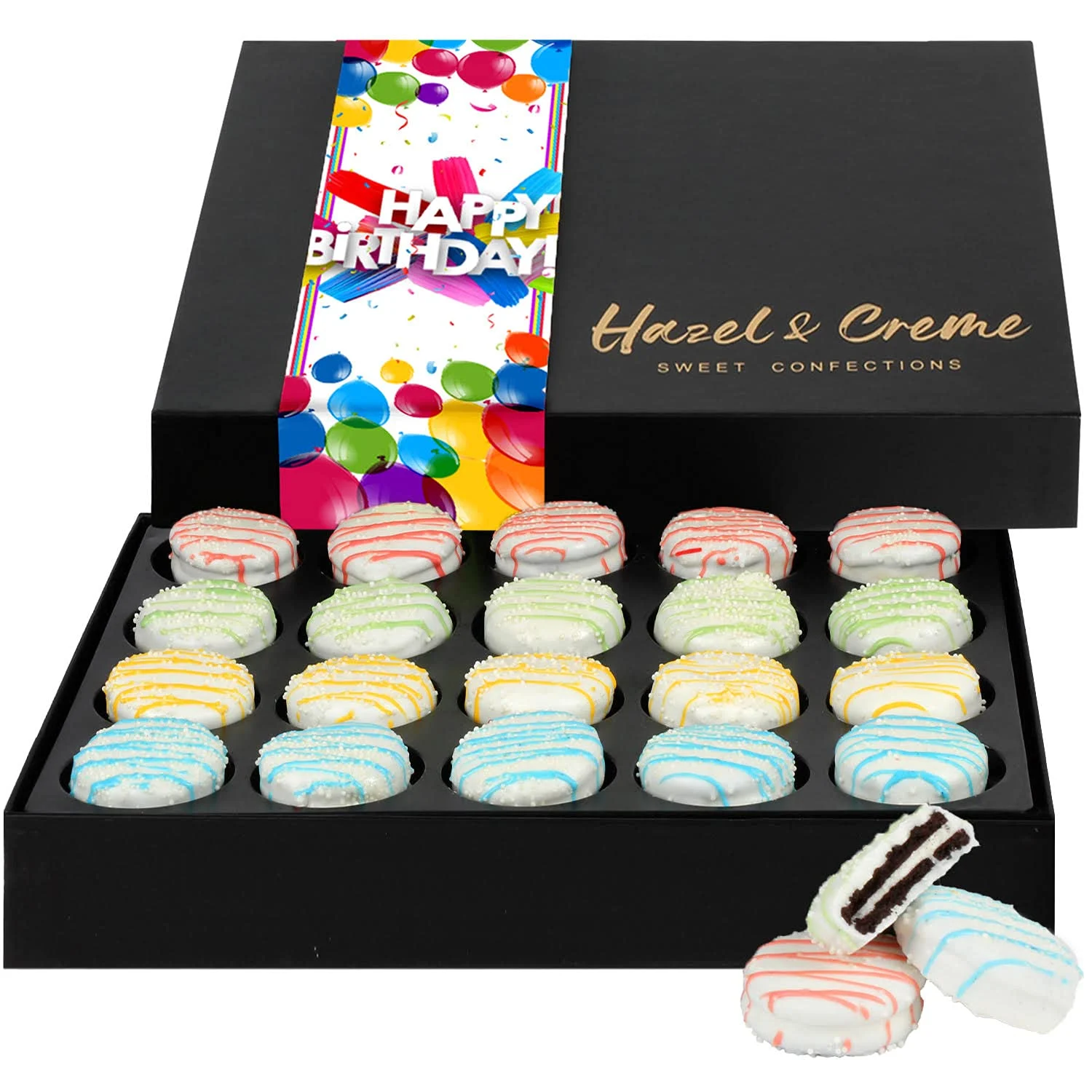 Hazel & Creme Birthday Cookies – Chocolate Covered Cookie Gift Basket – Birthday Food