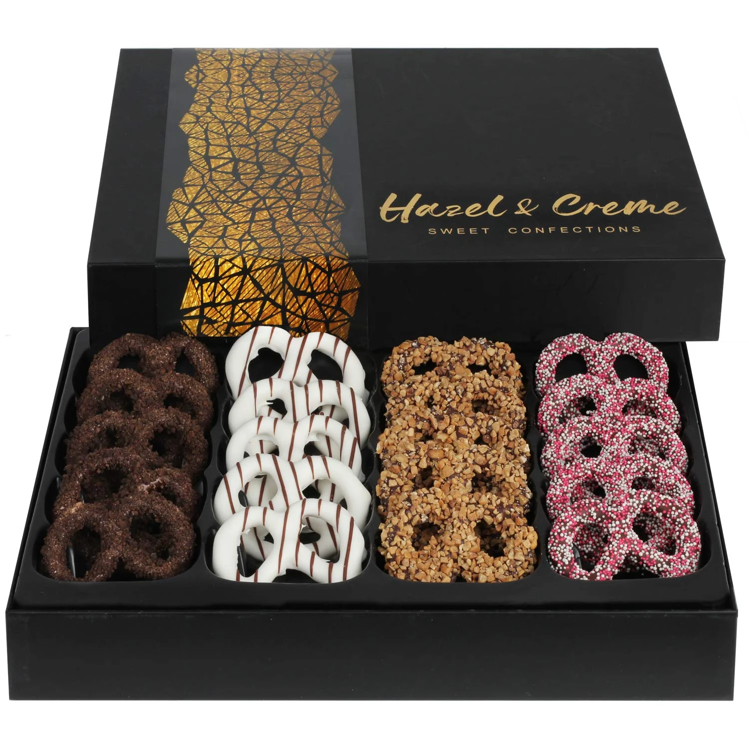 Hazel & Creme Chocolate Covered Pretzel Gift Basket – Chocolate Gift Box – Easter, Anniversary