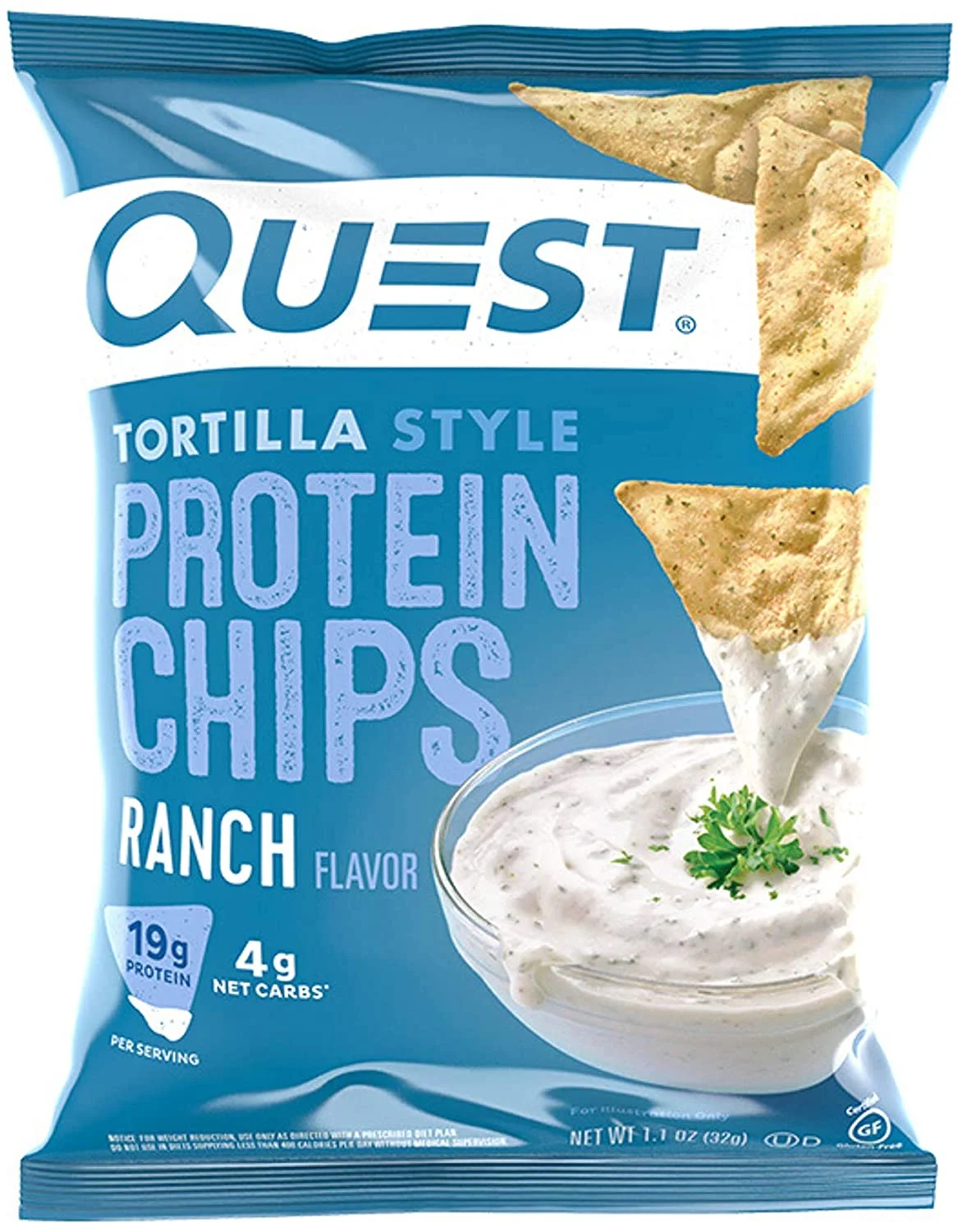 Quest Nutrition Tortilla Style Protein Chips, Ranch, Baked, 1.1 Ounce (Pack of 12)