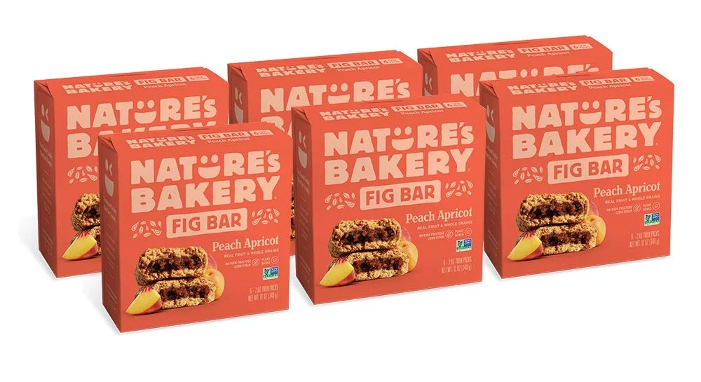 Nature’s Bakery Whole Wheat Fig Bars, Peach Apricot, Real Fruit, Vegan, Non-GMO, Snack bar, 6 boxes with 6 twin packs (36 twin packs)