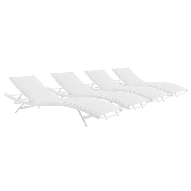 Glimpse Outdoor Patio Mesh Chaise Lounges Set of 4