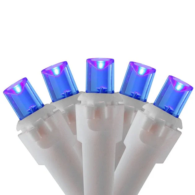 50-Count Blue LED Wide-Angle Christmas Light Set with 16.25' White Wire
