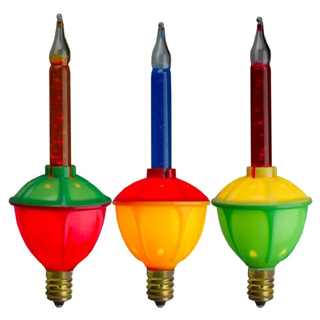Replacement Multi-Color C7 Retro Bubble Light Christmas Light Bulbs 3-Pack