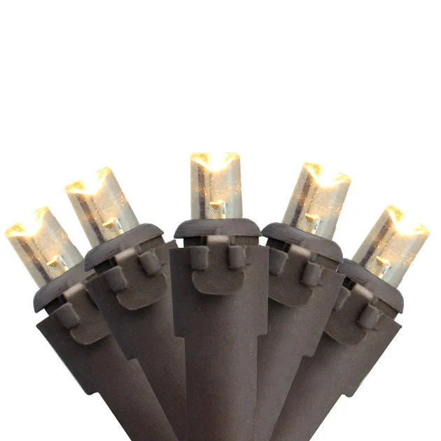 50-Count Warm White LED Wide-Angle Christmas Light Set with 16.25' Brown Wire