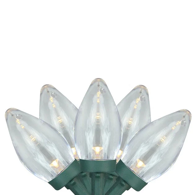 25-Count Warm White LED C7 Christmas Light Set with 16' Green Wire