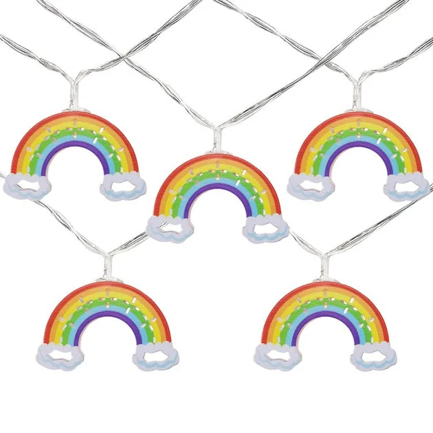 10-Count Warm White Rainbow LED Christmas Light Set with 3.25' Clear Wire