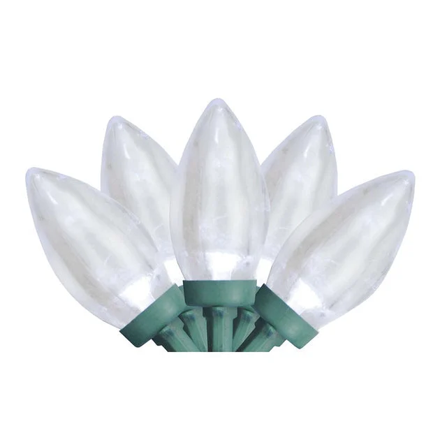25-Count Pure White LED C9 Mini Christmas Light Set with 16' Green Wire
