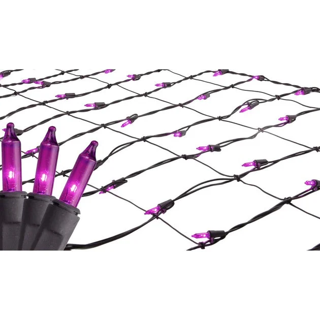 2' x 8' Purple Mini Tree Net-Style Trunk-Wrap Christmas Lights with Brown Wire