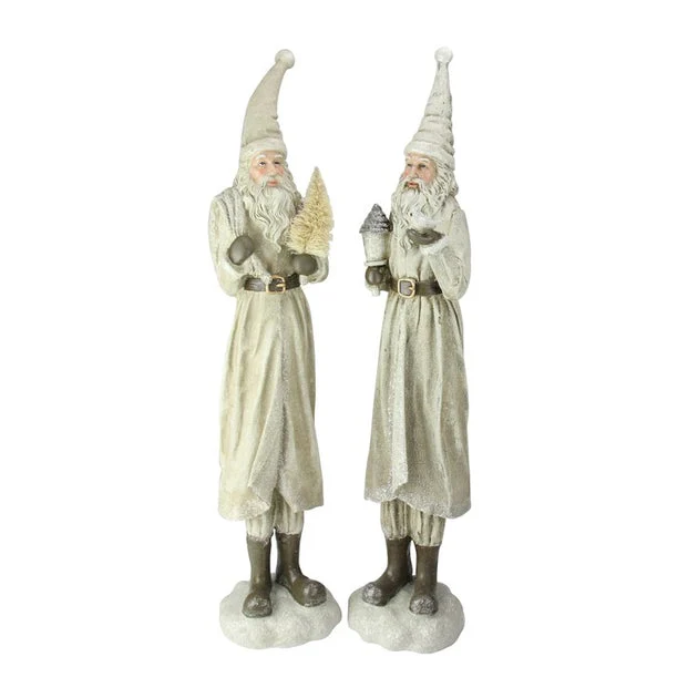 25" Beige Old World Santa Claus Christmas Tabletop Figurines Set of 2