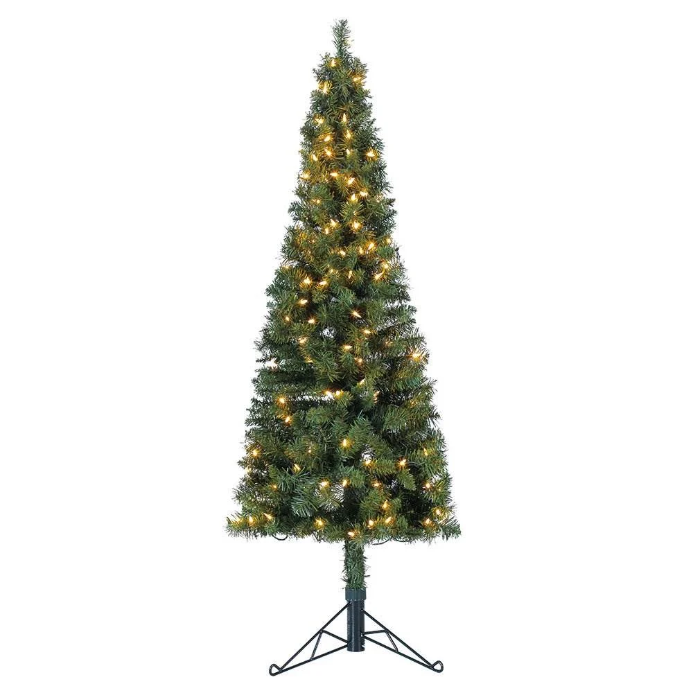 Home Heritage Corner 5 Foot 100 LED Pre-Lit Artificial Christmas Tree, Green