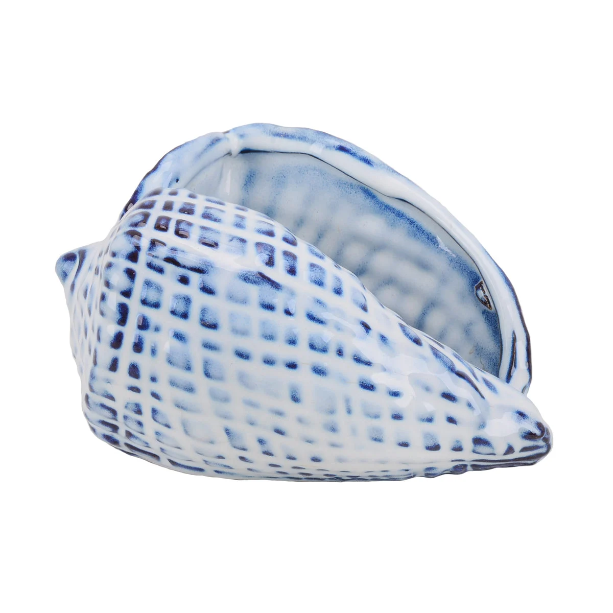 Sagebrook Home Ec, Blue Ceramic Seashell, Cone
