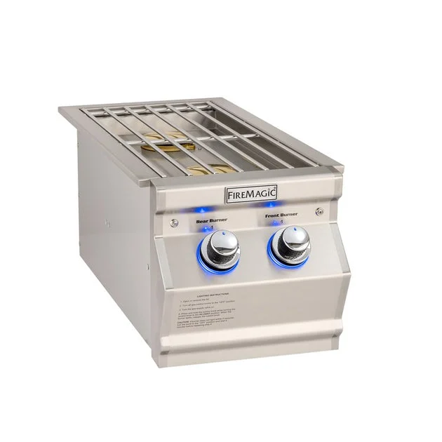 Side Burner FireMagic Echelon Double Stainless Steel 11-1/2 x 11-1/2 x 22-3/4 Inch Propane