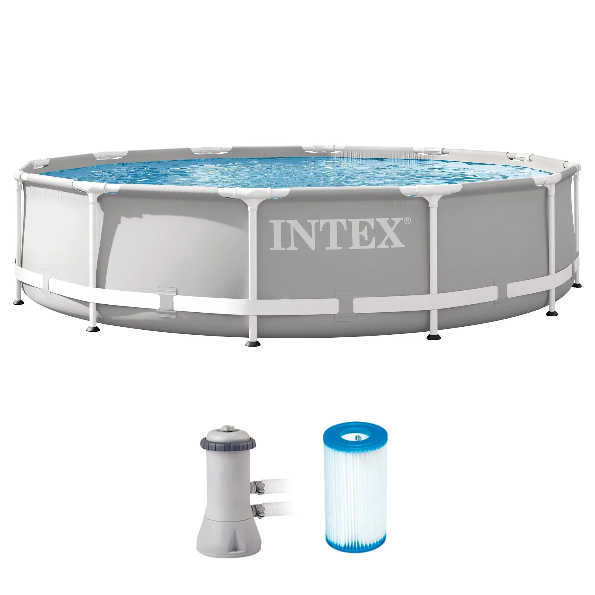 Intex 26711EH 12 foot x 30 inch Prism Frame Above Ground Swimming Pool with Pump