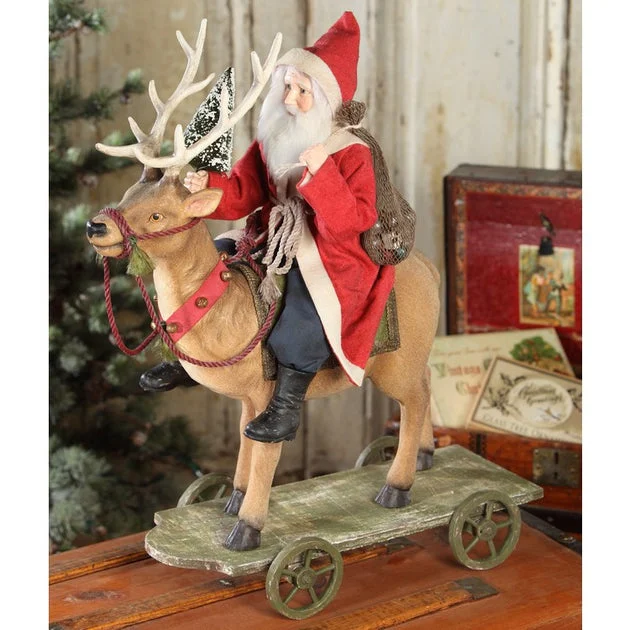 Vintage Santa Riding Reindeer