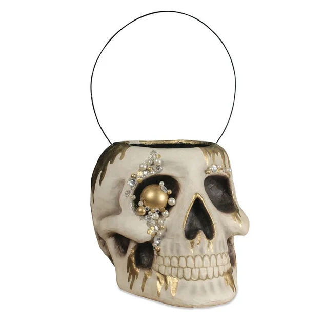 Jeweled Skull Bucket Large Paper Mache