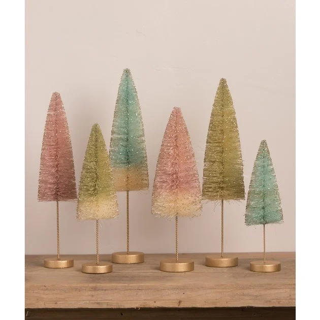 Pastel Forest Bottle Brush Trees Set of 6