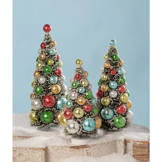 Merry & Bright Bottle Brush Trees Set of 3