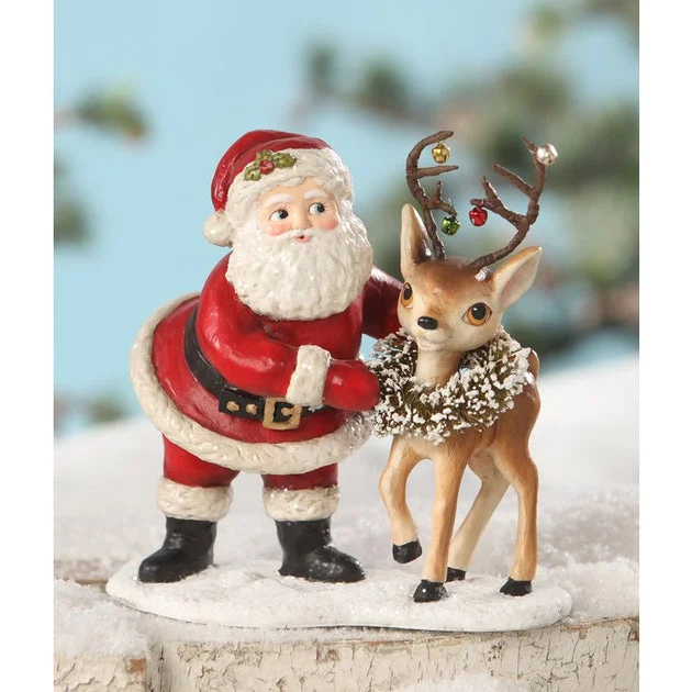Retro Santa With Reindeer