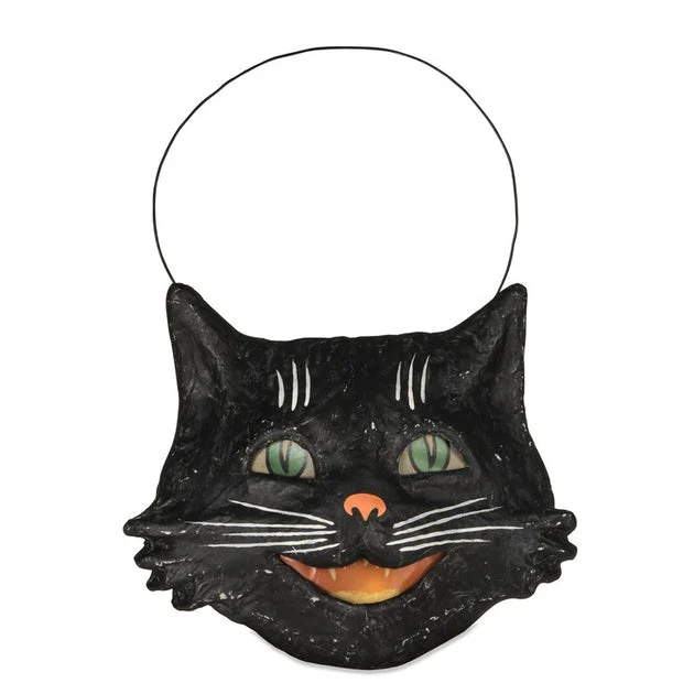 Vintage Happy Cat Bucket Paper Mache