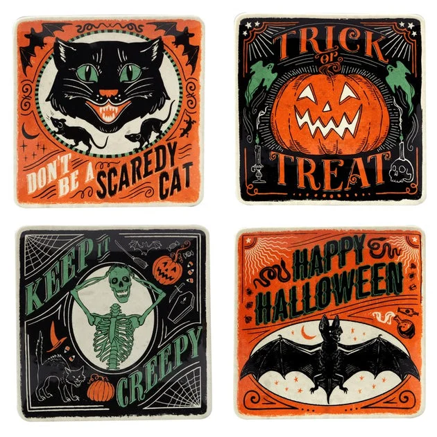 Scaredy Cat 8.5" Dessert Plates Set of 4 Assorted