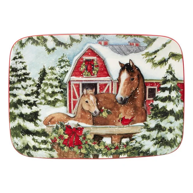Homestead Christmas 14" x 10" Rectangular Platter