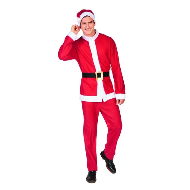 Men's White and Red Santa Claus Christmas Costume Set - Standard Size