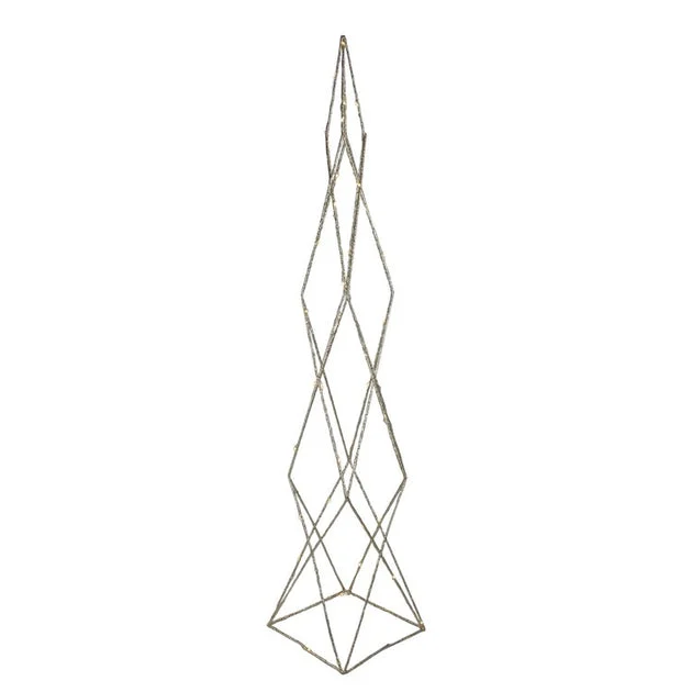 32" LED Lighted Battery-Operated Gold Glittered Wire Geometric Christmas Cone Tree - Warm White Lights