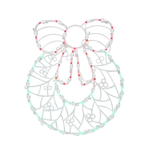 16" White and Clear Led Lighted Wreath Christmas Window Silhouette Decoration