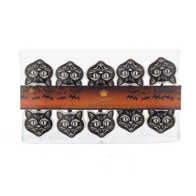 Ten-Light Retro Black Cat Mask Light Set