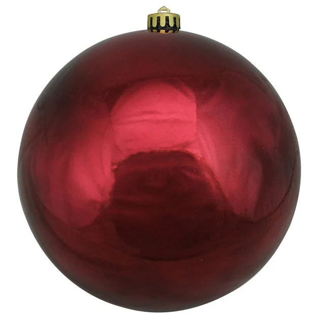8" Burgundy Red Shatterproof Shiny Ball Christmas Ornament