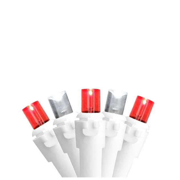 100-Count Red and Pure White LED Wide-Angle Icicle Christmas Lights with 5.5' White Wire