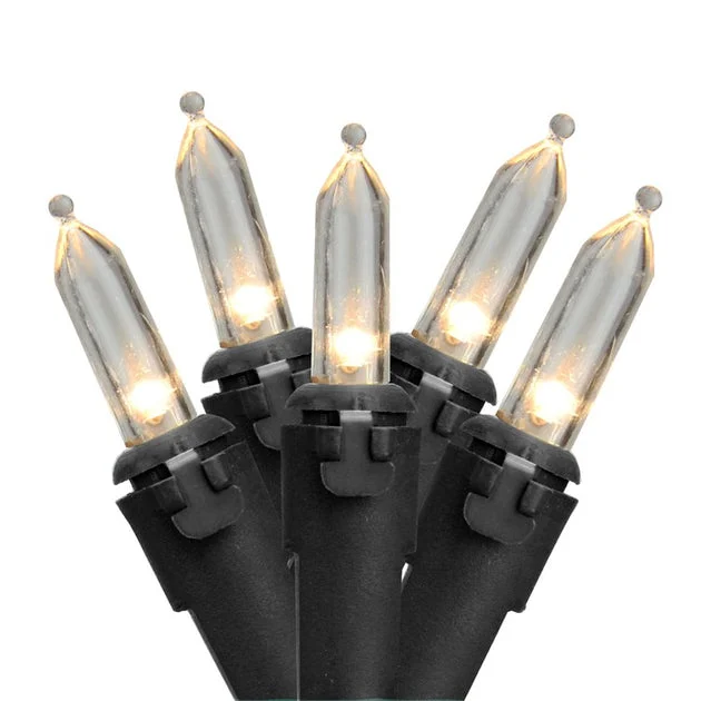 100-Count White LED Mini Christmas Lights with 33' Black Wire