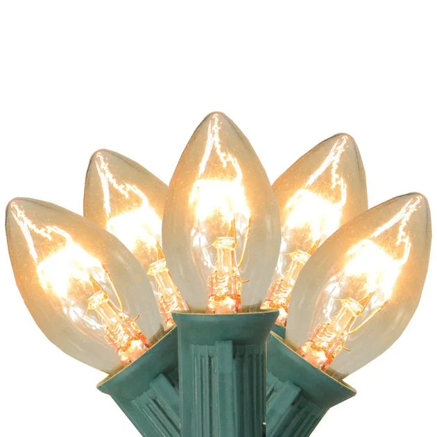 25-Count Clear C7 Twinkle Christmas Light with 24' Green Wire