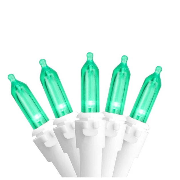 100-Count Green LED Mini Christmas Lights with 33' White Wire