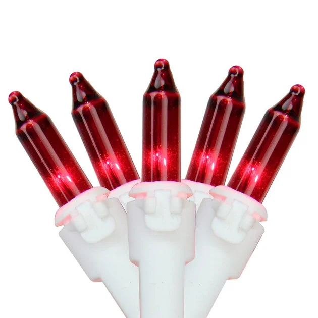 100-Count Red Mini Christmas Lights with 2.5" Spacing and White Wire