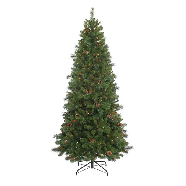 7.5-Foot Slim Pre-Lit Multi-Color Burlington Tree