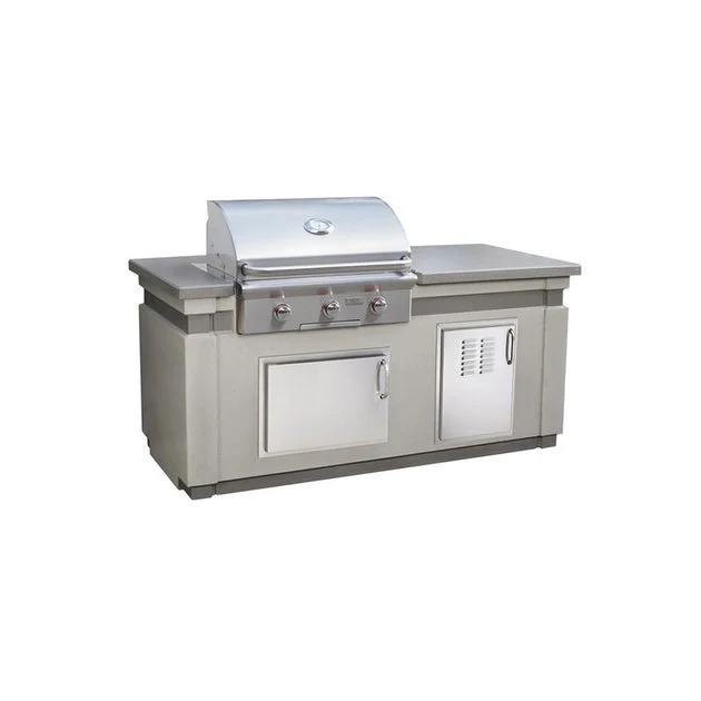 Island American Outdoor Grill T-Series 76-1/4W x 36H x 34-3/4D Inch Concrete Gray/Smoke