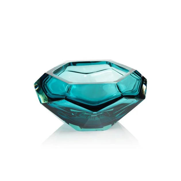 Giacomo 4" Tall Handmade Cut Polished Glass Bowl