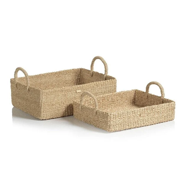 Lucena Rectangular Abaca Trays Set of 2