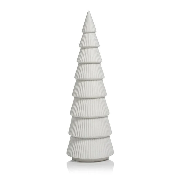 Matt White Holiday Tree Sculptures Set of 2