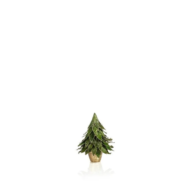 Natural Leaf Christmas Tabletop Trees on Pots Set of 2