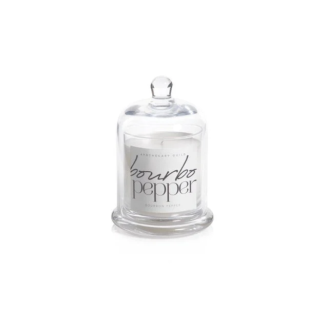 Bourbon Pepper Scented Candle Jar with Glass Dome