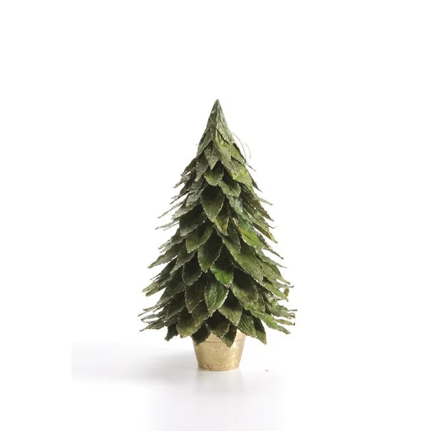 Medium Natural Leaf Christmas Tabletop Tree on Pot