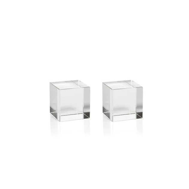 Jacy 2.75"Crystal Glass Straight Cubes Set of 2