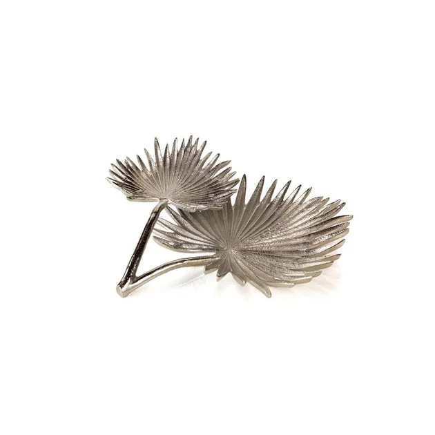 Sonora Fan Palm Two-Tier Condiment Tray - Silver
