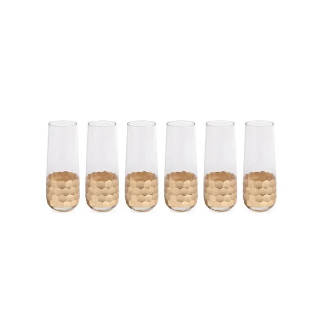 Vitorrio Stemless Gold Champagne Glasses Set of 6